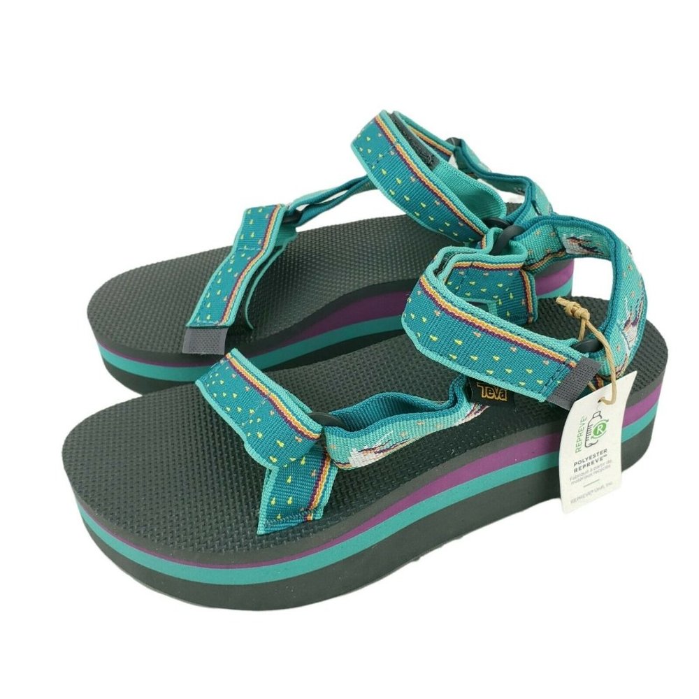TEVA Flatform Universal Unicorn Blue Teal Platform Chunky Sandals Size 7